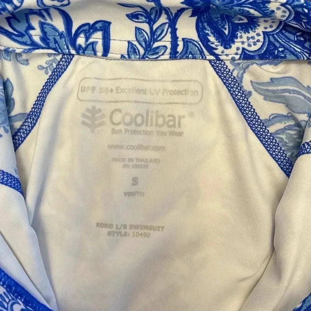 Coolibar blue paisley long sleeve swimsuit size small
